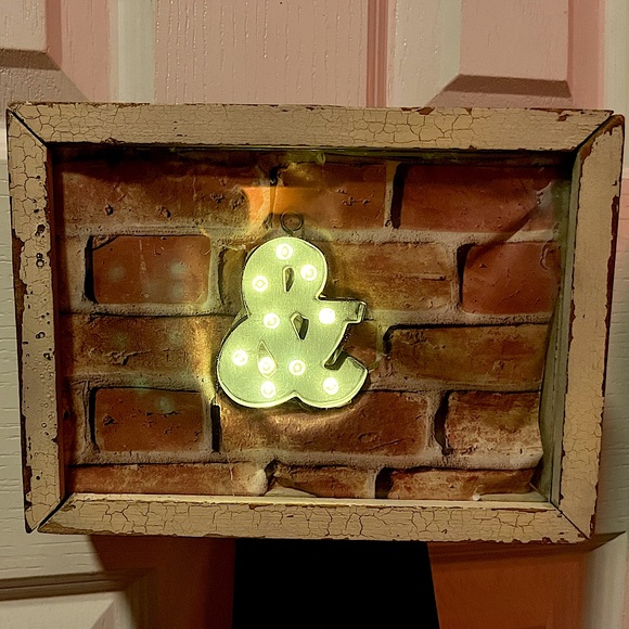 Handmade Shabby Chic Galvanized Metal Ampersand “&” Sign w/ String lights Brick - Picture 1 of 9